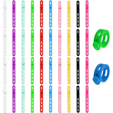 40 Pièces Attaches Câbles en Silicone (10 Couleurs), Serre-Câbles Réutilisables avec 4 Trous Réglables, Organisateur de Câbles Élastique pour Bureau, Maison, Voyage, Gestion des Fils et Cordons (1/5)