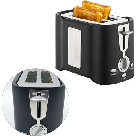 Grille-pain multifonctionnel en alliage à double fente avec plateau amovible, idéal pour le petit-déjeuner, 800 watts. (1/5)