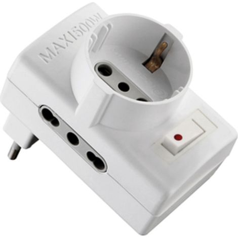 ADATTATORE 10/A 2PR BIP +1 SCHUKO C/INTER SICUREZ- ELECTRALINE 3PMARK- 1,0 pz