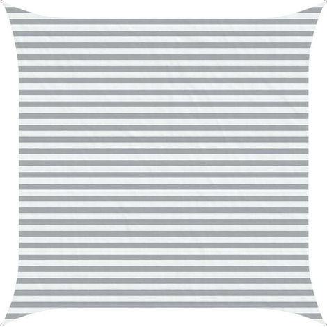 Voile d'ombrage gris clair et blanche, 3,6 x 3,6 mètres (1/5)