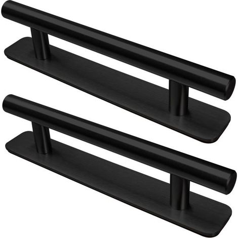 Lot de 2 poignées auto-adhésives en acier inoxydable noires, 150 mm, pour meuble et armoire (1/5)