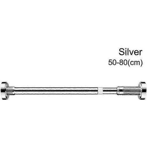 Barre de séchage à rideaux télescopique flexible en acier inoxydable creux de 35 à 80 cm, sans perçage (1/5)
