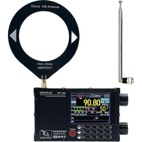 Radio DEEPELEC DP-666 TEF6686 haute sensibilité, bande complète FM, AM, LW, MW, SW, ondes courtes, ESP32, RDS, écran LCD IPS 2,8 pouces. (1/5)