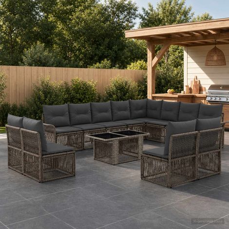 vidaXL Set Divano da Giardino 13 pz Grigio e Grigio Scuro polyrattan (1/5)