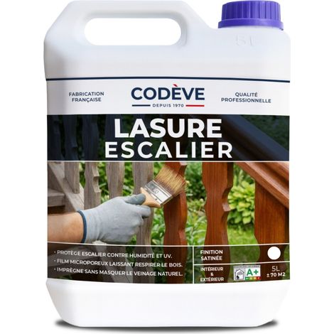Lasure Escalier - 5 L - Codeve Bois - Chêne rustique - Pour La Protection D'un Escalier En Chêne, Sapin, Hêtre Ou Frêne. (1/3)