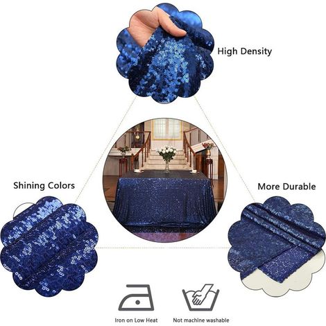 1 nappe à paillettes Divers accessoire de décoration table ronde 180 cm diamètre polyester argenté pour mariage Noël dessert (1/5)