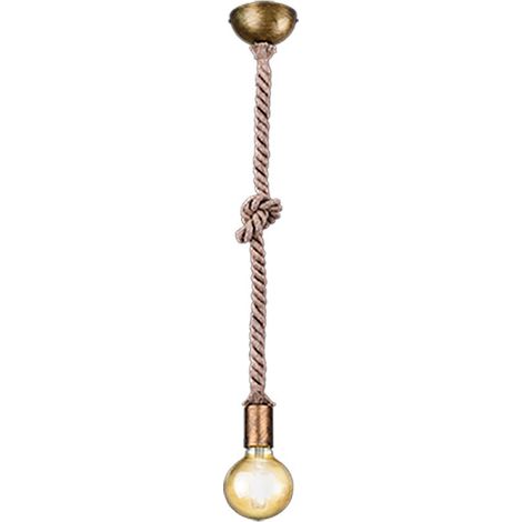 TRIO LEUCHTEN - LAMPADARIO A SOSPENSIONEROPE CORDA ANNODATA OTTONE ANTICATO (1/5)