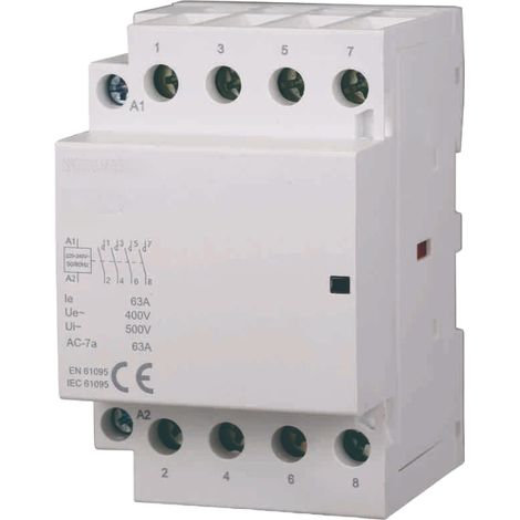 Contacteur CA Gloca pour rail DIN 4 pôles 220 V 63 A – 4 contacts NO (1/4)