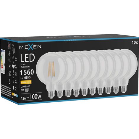 Mexen Vintis 10x ampoule filament LED E27, G125, 12W, Chaude - 2700K, 1560 lm, claire - L158-E27-1227-00x10 (1/5)
