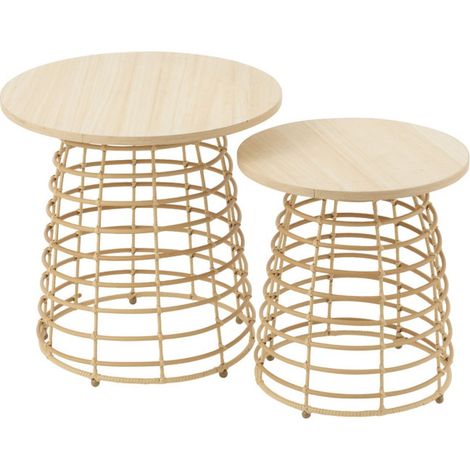 Lot de 2 Tables Basses "Circulaire" 50cm Naturel (1/5)
