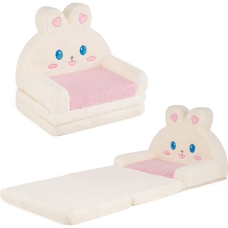 COSTWAY 2 in 1 Divano Letto Pieghevole per Bambini, Motivo a Coniglietti (1/5)