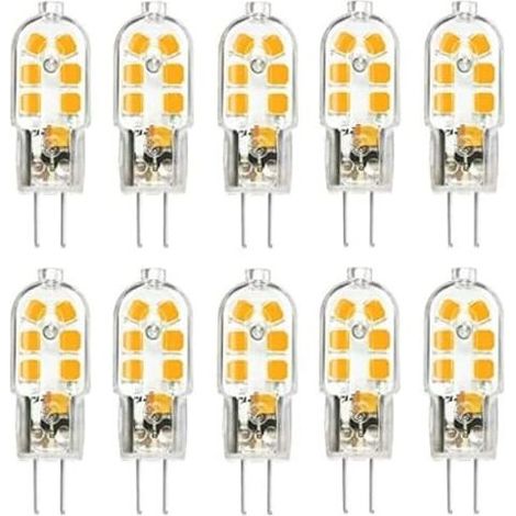 10 Pack Ampoule LED G4 1W économie d'énergie G4 LED 360° Angle de faisceau AC/DC 12V 250LM Blanc Chaud 3000K Chambre Salon Cuisine Cuisine Jardin (1/5)