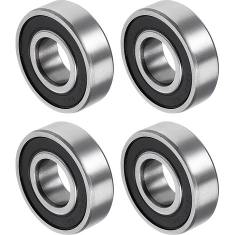 Cuscinetti a sfere 6204-2RS 20x47x14mm x 4 pezzi in acciaio cromato per macchine utensili, [doppia tenuta]