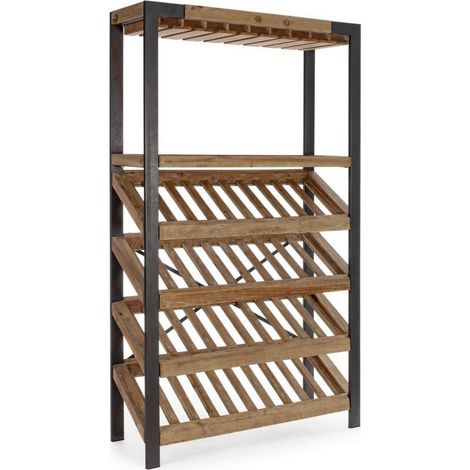 Mobile Portabottiglie Legno Nero Industriale da Interno - MASON (1/5)