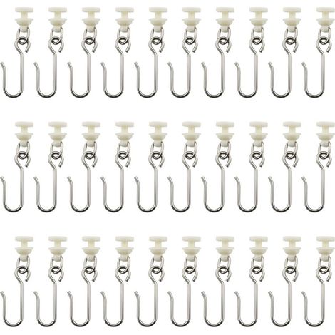Gardinenstange mit 30 Edelstahlhaken und leisen Rollen für 10-mm-Schiene-lsw (1/5)