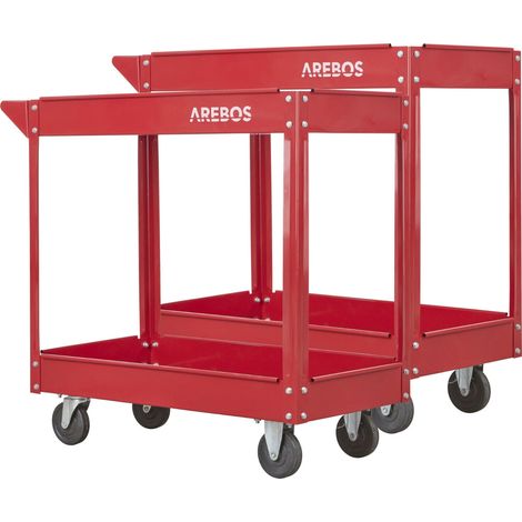 AREBOS Carrello portautensili Carrello da officina Carrello da montaggio 2 piani (1/8)