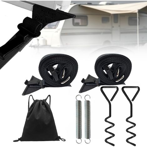 Sangle Anti Tempete pour Auvent de Camping Car,Tempête Accessoires de Camping,Sangle Tempête Store Camping Car,Kit de Fixation Store Banne Universelle de Tente, Caravane et Tendeurs (1/5)