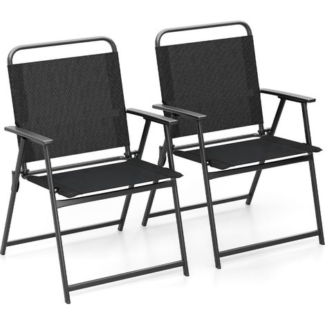Juego de 2 sillas de jardín plegables 57 x 55 x 83 cm confort optimizado y diseño ligero en tejido negro transpirable 200011774