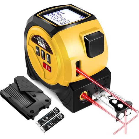 3 en 1, laser 60 m et mètre ruban 5 m, mètre ruban de menuiserie et marquage laser croisé, mesure de surface, de volume et d'unités multiples, (1/5)