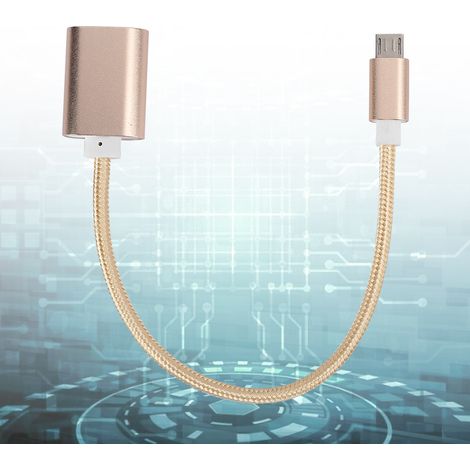 Câble OTG USB Renforcé Tissé 3 Pièces, Connexion Rapide, Micro USB vers USB pour Smartphones Android, Antirouille, Finition Dorée