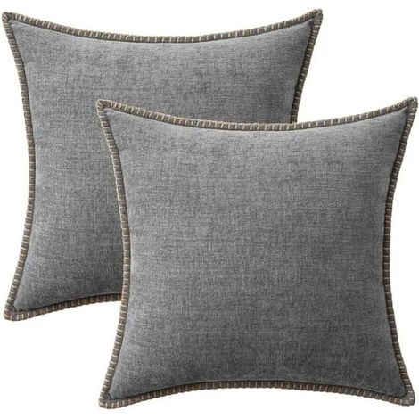 Set mit 2 Kissenbezügen 30×50 cm, dunkelgrau, Chenille, Landhausstil (1/4)