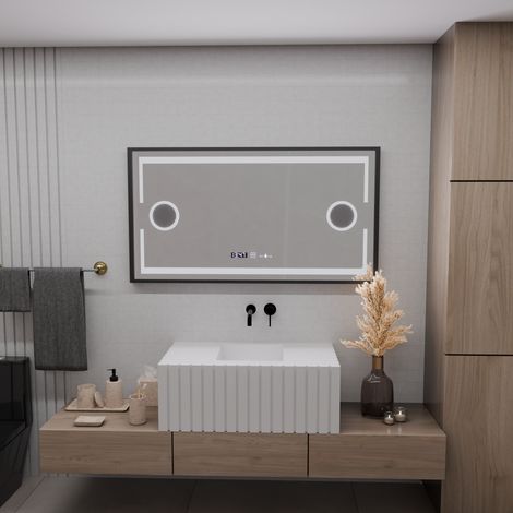 Miroir LED Capteur Motionglow avec Desembuage Thermometre 120x65 (1/5)