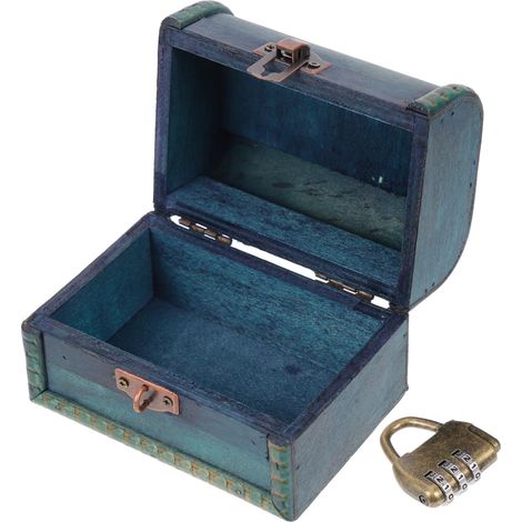Boîte à Bijoux Vintage en Bois Poignée et Cadenas, Coffret de Rangement Solide pour Protéger Colliers et Boucles D'oreilles, pour Usage Quotidien (1/5)