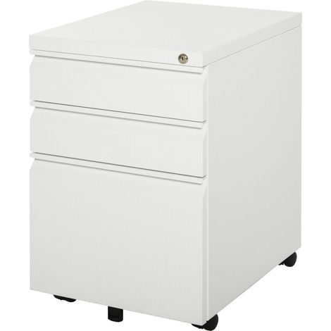 Archivador de oficina con ruedas de 3 cajones de acero blanco 39 x 48 x 60 cm MODENUIT (1/5)