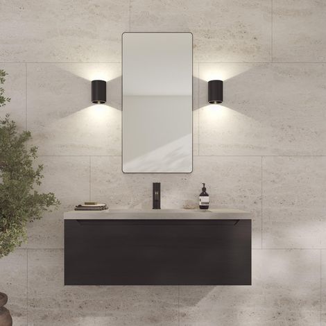 Miroir Mural Noir avec Cadre - 45 x 90 cm - Miroir décoratif pour Salle de Bain, Salon, Chambre à Coucher et Couloir - Miroir Minimaliste et élégant en Laiton brossé (1/5)