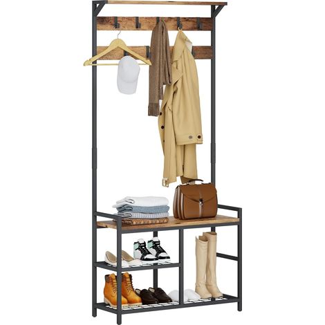 Portemanteau 4 en 1 avec Banc à Chaussures Entrée (1/5)