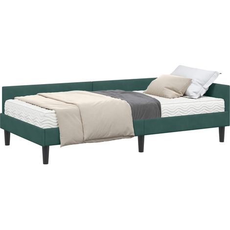 Maison Exclusive - Struttura Letto Angolare con Materasso 2 pcs Verde Velluto (1/5)