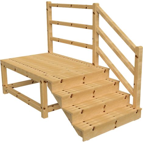 MILANO Außentreppe 4 geschlossene Stufen H71 cm - Podest L189 x B120 cm - Treppengeländer rechts - Podestgeländer rechts