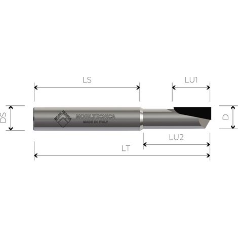 FRESE IN DIAMANTE POLICRISTALLINO A TAGLIENTI DIRITTI Z1 CON CORPO HW - MOBILTECNICA  .40D10  LU1 20  LU2 28  DS10  LT75  Z1  AX0°  DX  H3,5