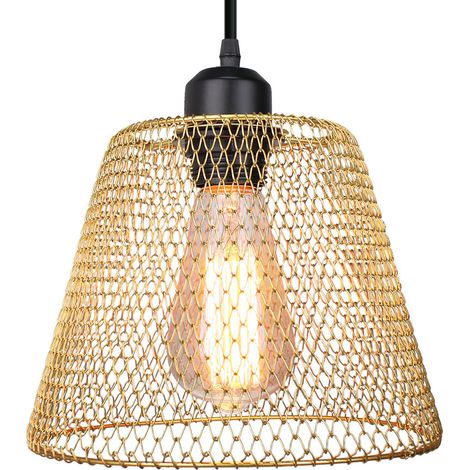 Retro Pendelleuchte Industrielle Hängelampe Metall Deckenleuchte E27 Wohnzimmer für Innen,Restaurant,Cafe,Bar,Küche,Kinderzimmer - Gold