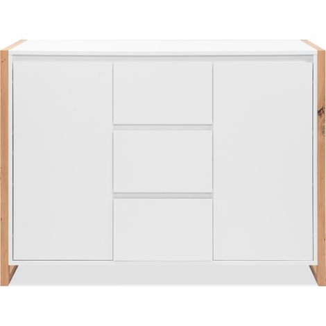 Credenza New Denver2 con 3 cassetti e 2 ante bianco e rovere 120x40x88H (1/5)