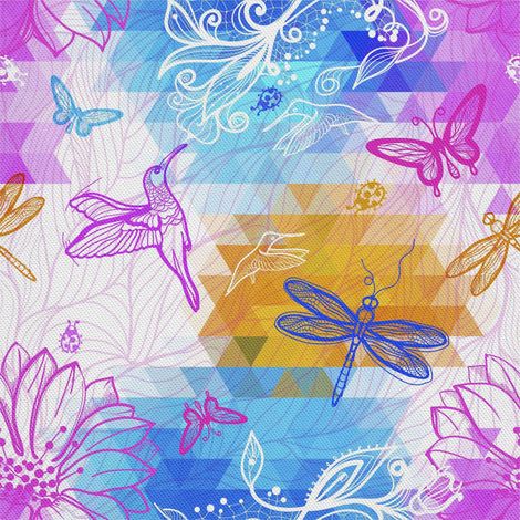 Tela decorativa para exteriores tipo oxford - motivo de mariposas y pájaros coloridos I DX081 (1/5)