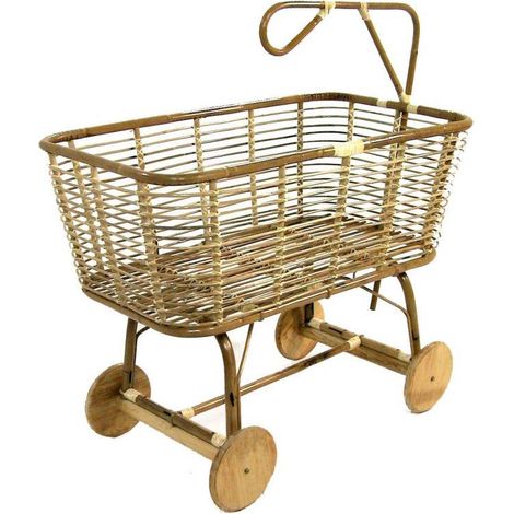 Rattanwiege für Kinder mit Holzrädern 97x57xh.43 - 79 cm (1/3)