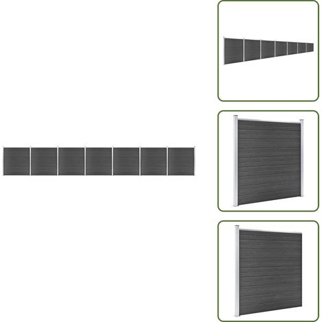 The Living Store Set Pannelli di Recinzione in WPC 1218x186 cm Nero - Pannelli di recinzione