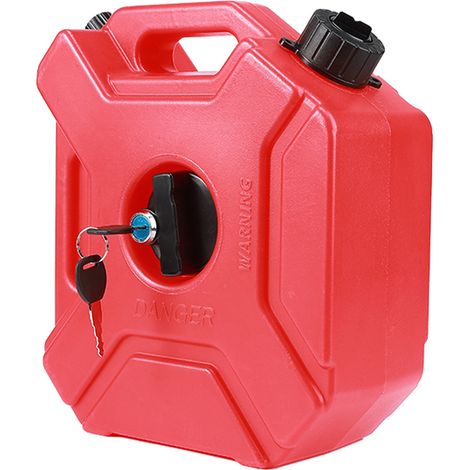 Réservoir de carburant de rechange pour voitures et motos, réservoir de carburant, baril de carburant de secours, 5L, avec serrure, rouge, adapté aux voitures et motos (1/5)