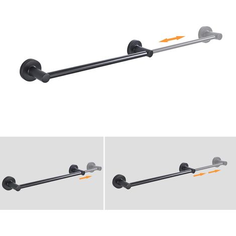 Porte-serviettes de salle de bain télescopique – Barre porte-serviettes Noir réglable à un poteau avec vis – en acier (1/5)