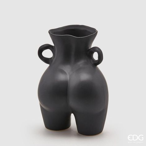 EDG Enzo De Gasperi Vaso Chakra Booty H 27 Cm 20 x 16,5 Cm Ceramica Nero