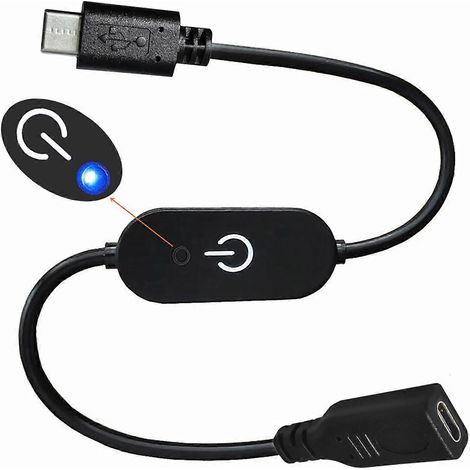 Câble de commande de variateur tactile de type C mâle-femelle avancé avec voyant lumineux bleu, noir... (1/5)