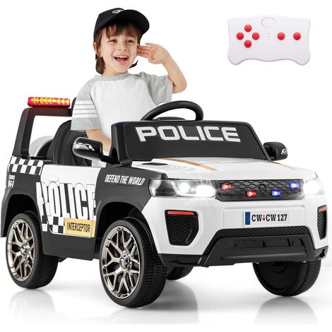 Costway – Voiture électrique enfant 12V – Télécommande 2,4G – 4x4 de police avec musique et lumières LED – 3 vitesses – Charge 30kg pour 3-8 ans (1/5)