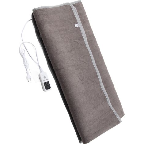 Couverture chauffante grise simple/double, plaids électriques molletonnés pour maison ou dortoir (interrupteur intelligent) (norme UE 220V) C : 180x120 cm (1/5)