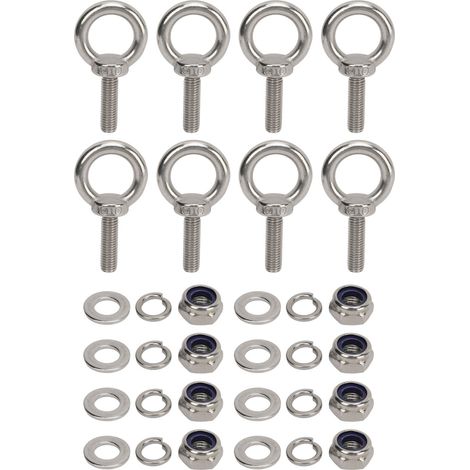 Ortviai Écrous à œil en acier inoxydable 304 M10 – Lot de 8 avec écrous frein et rondelles (1/5)