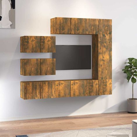 8-tlg. TV-Schrank-Set Räuchereiche Holzwerkstoff (1/5)