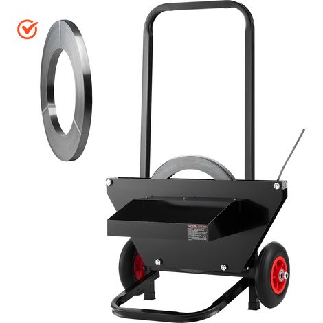 VEVOR Carro Flejador, Apto para Bobinas de Flejado de Acero con Un Diámetro Exterior de Núcleo de 600 mm, con Ruedas de Goma, Ideal para Fábricas, Almacenes y Zonas de Carga, 440 x 670 x 1000 mm