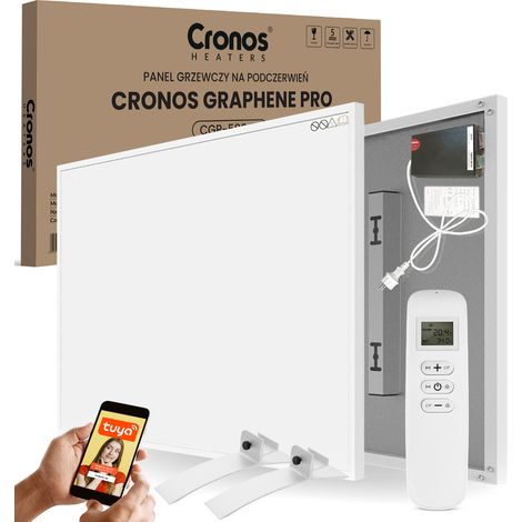 Ensemble de panneaux chauffants infrarouges Cronos Graphene PRO CGP-580TWP Blanc + Pieds argentés (marque Cronos) (1/5)