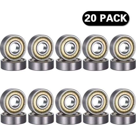 20 Stück 608 ZZ Kugellager, 608ZZ Metall, doppelt geschirmt, Miniatur-Rillenkugellager für Skateboards und 3D-Drucker (8 x 22 x 7 mm)..DEBUNS
