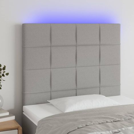 Tête de lit à LED Armoire de tête de lit Gris clair 80x5x118/128 cm Tissu 63359 (1/5)